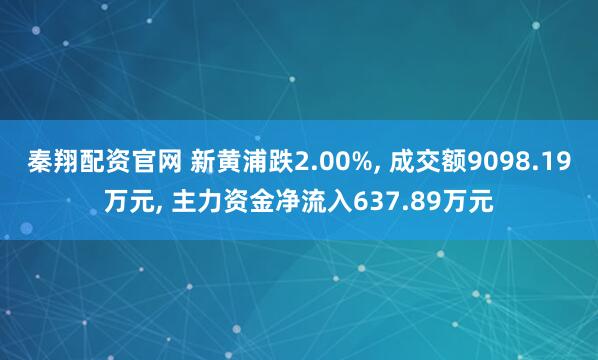秦翔配资官网 新黄浦跌2.00%, 成交额9098.19万元, 主力资金净流入637.89万元